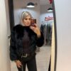 Jacheta neagra scurta din blana
