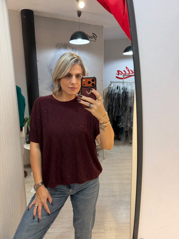 Bluza cu insertii argintii si maneca scurta