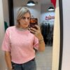 Bluza cu maneca si detalii argintii la gat