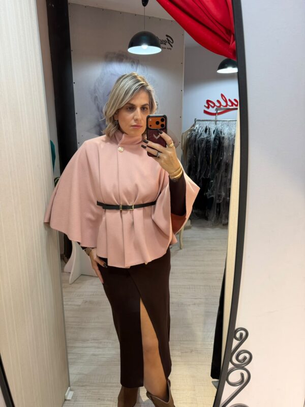 Poncho cu, curea in talie
