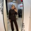 Compleu tricot cu bluza lunga si curea
