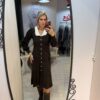 Rochie tricot cu guler alb
