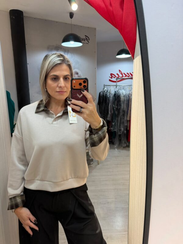 Bluza fango cu guler in carouri